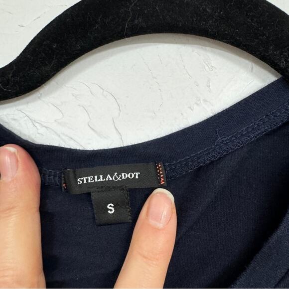 Stella & Dot Blue Ruffled Sleeve Blouse Womens S Ric Rack Flutter Ruffled Boho - Picture 3 of 7